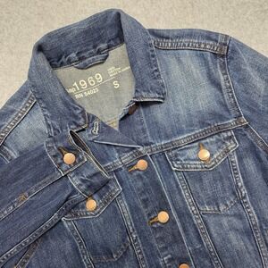 Gap‎ 1969 Denim Trucker Jacket Size Small Wash Blue Cotton RN54023